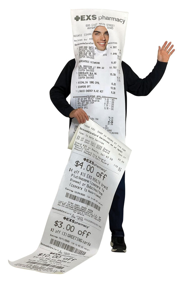 EXS-ively Long Pharmacy Receipt Costume, Adult One Size