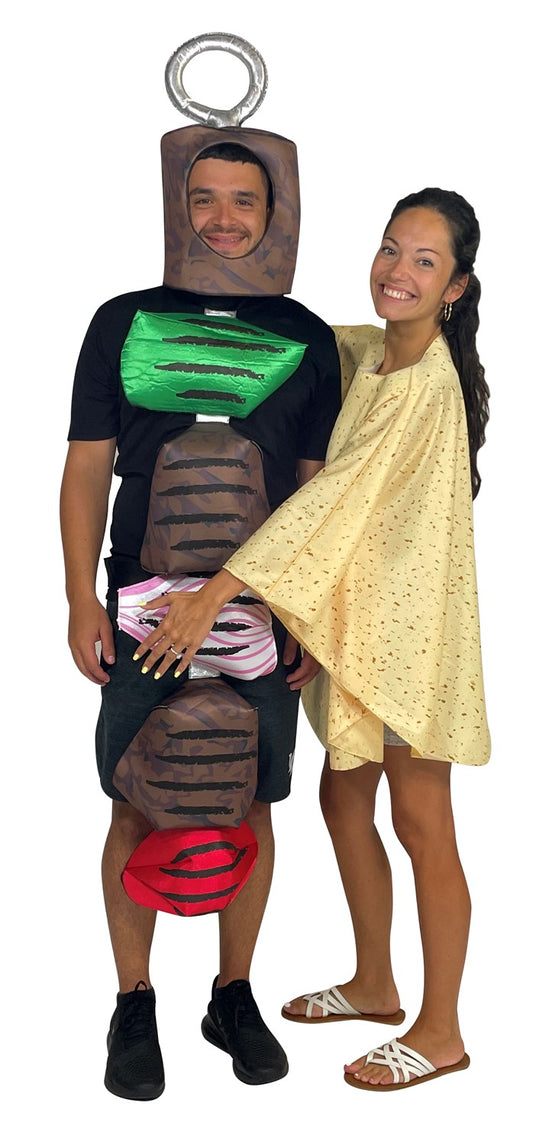 Beef Kebab and Pita Bread Poncho Couples Costume, Adult One Size