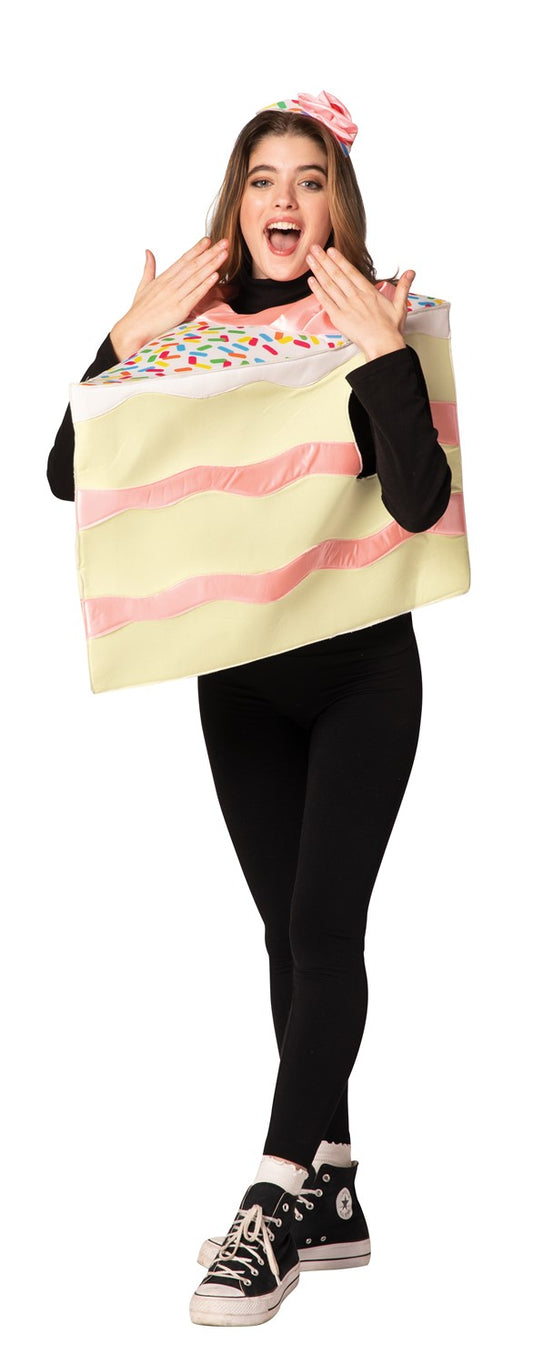 Slice of Pink Birthday Cake Costume, Adult One Size