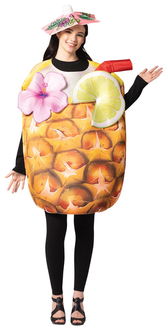 Pineapple Cocktail Drink Costume, Adult One Size