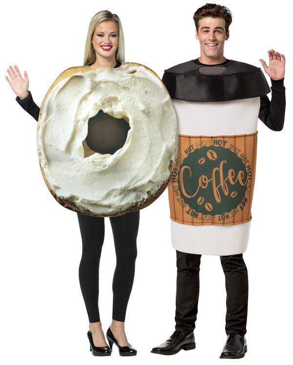 Bagel with Cream Cheese with Coffee Couples Costume, Adult One Size
