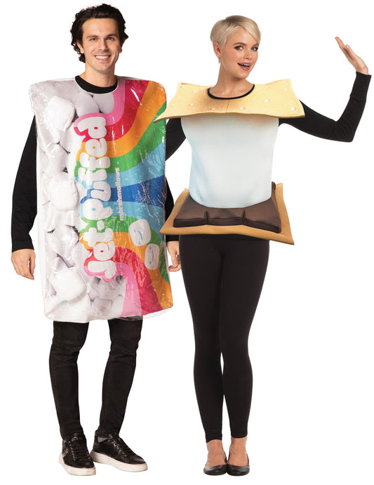 Jet-Puffed Marshmallows & S'Mores Couples Costume, Adult One Size