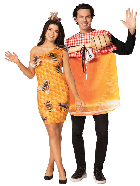 Honey Jar & Honeycomb Dress Couples Costume, Adult One Size & Women's Size 4-8