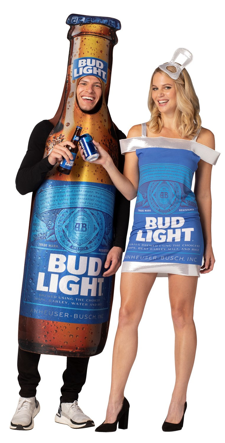 Bud Light Beer Bottle & Bud Light Dress Couples Costume, One Size & Women's L-XL