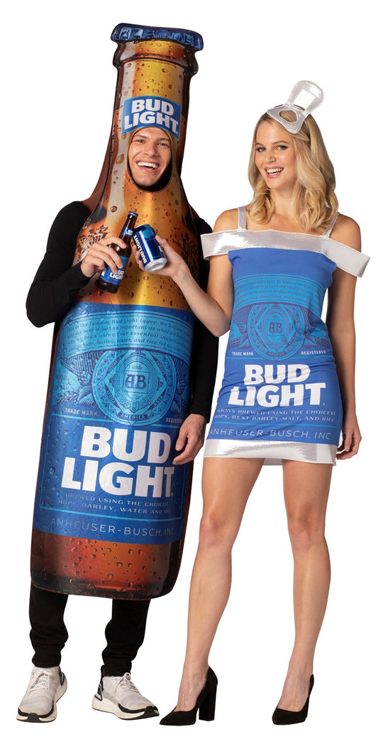 Bud Light Beer Bottle & Bud Light Dress Couples Costume, One Size & Women's L-XL