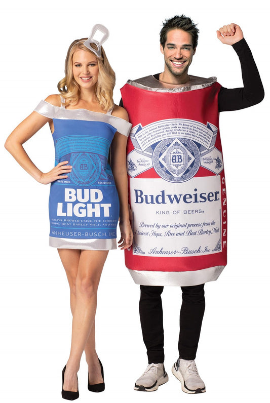 Budweiser Vintage Can & Bud Light Dress Couples Costume, One Size & Women's L-XL