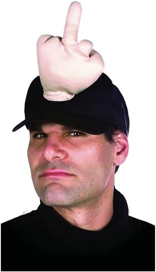 Flip the Bird The Finger Baseball Cap, moveable finger on cord