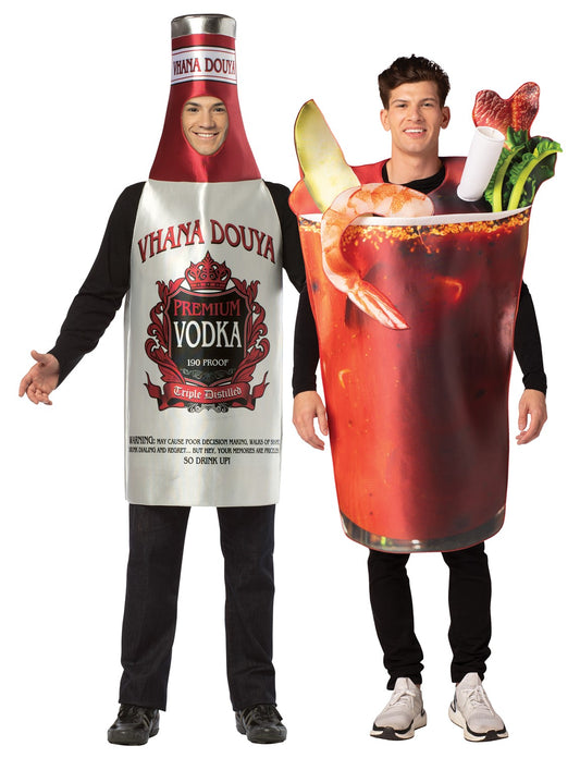 Spicy Tomato Juice Cocktail & Vodka Couple Halloween Costume, Adult One Size