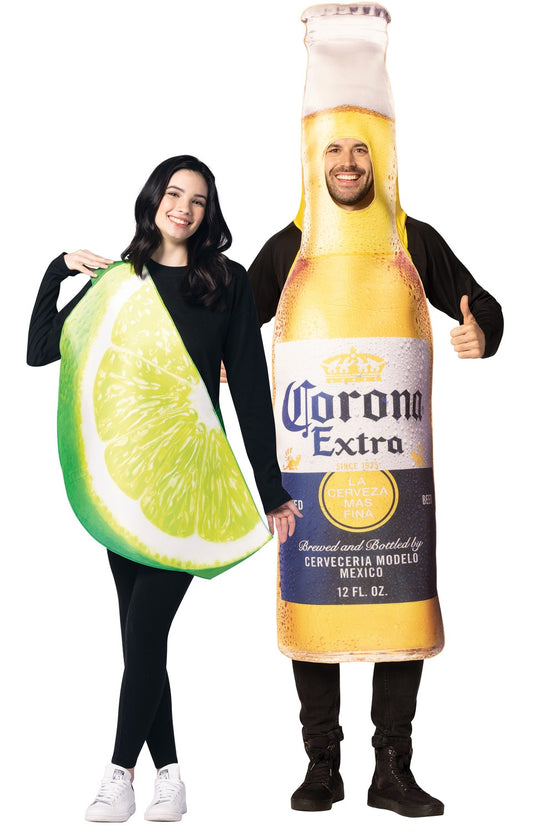 Corona Extra Beer Bottle & Ultimate Lime Slice Couples Halloween Costume