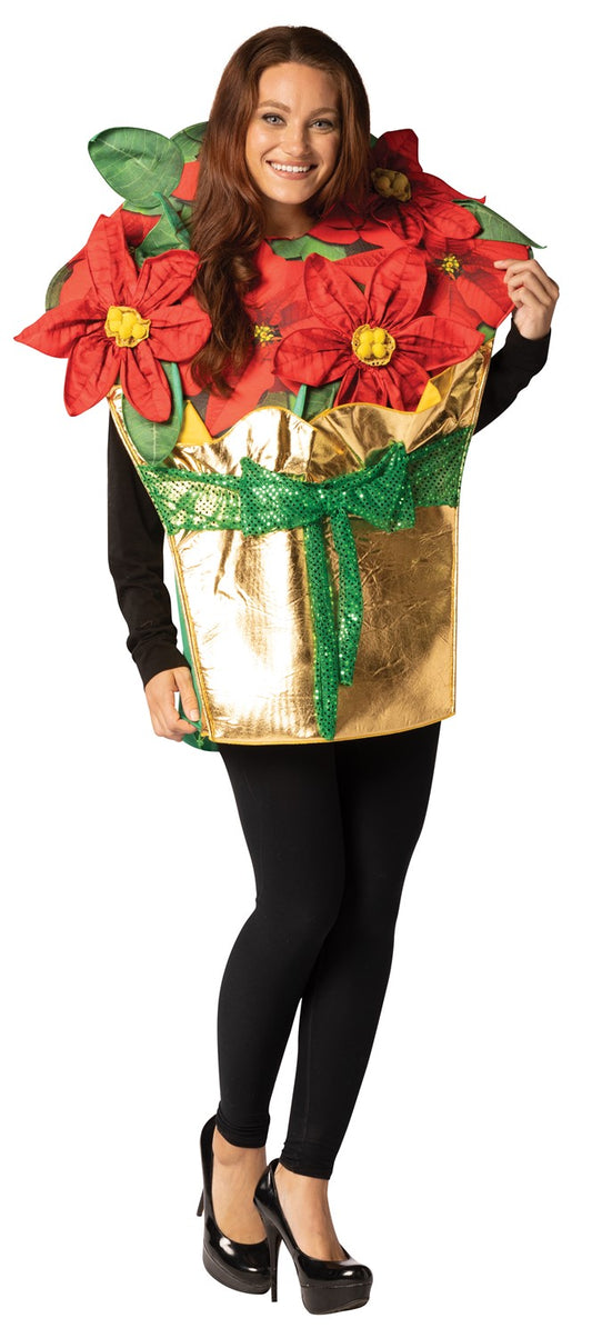 Poinsettia Holiday Plant Halloween Christmas Costume, Adult One Size