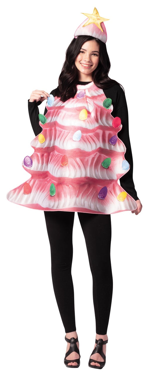 Ceramic Pink Christmas Tree Halloween Costume, Adult One Size