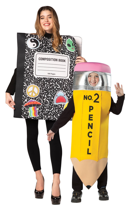 Take Note 2 Composition Notebook & Pencil Child 7-10 Combo Halloween Costume Set