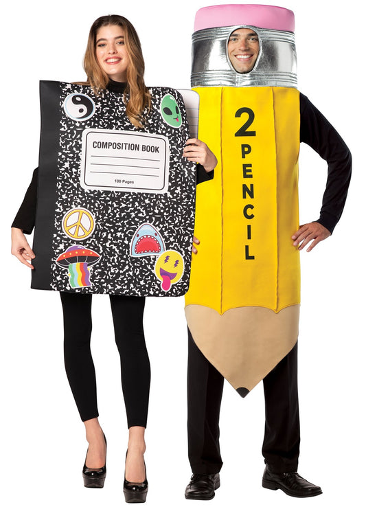 Composition Notebook & Pencil Couples Halloween Costume, Adult One Size