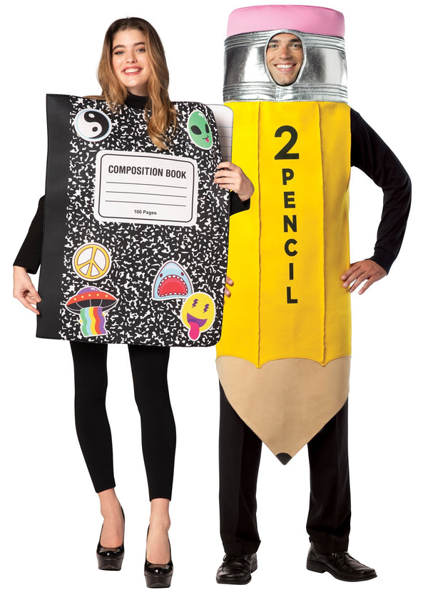 Composition Notebook & Pencil Couples Halloween Costume, Adult One Size