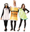 Tequila Bottle, Lime Slice & Salt Shaker Bottle Trio Costume, Adult One Size