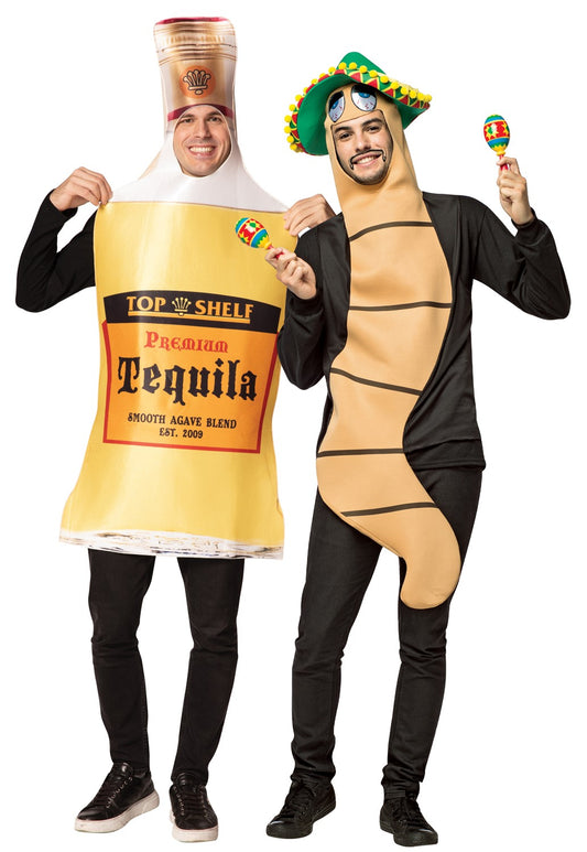 Tequila Bottle & Tequila Worm Couples Costume, Adult One Size