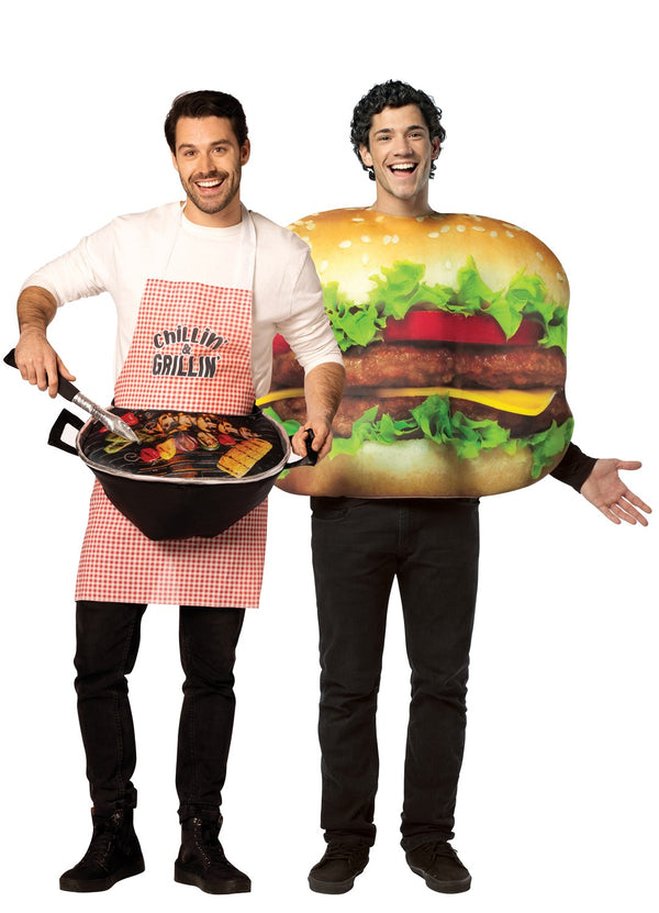 Grill Master & Cheeseburger Halloween Couples Costume Set, Adult One Size