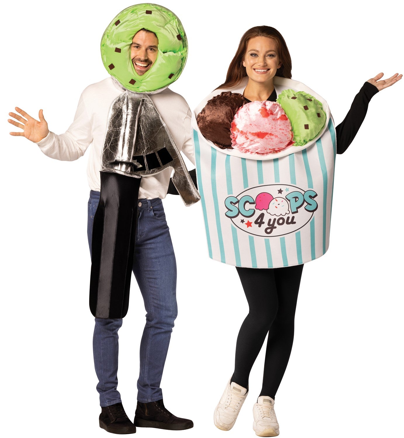 Icecream Scoop and Container Halloween Couples Costume, Adult One Size