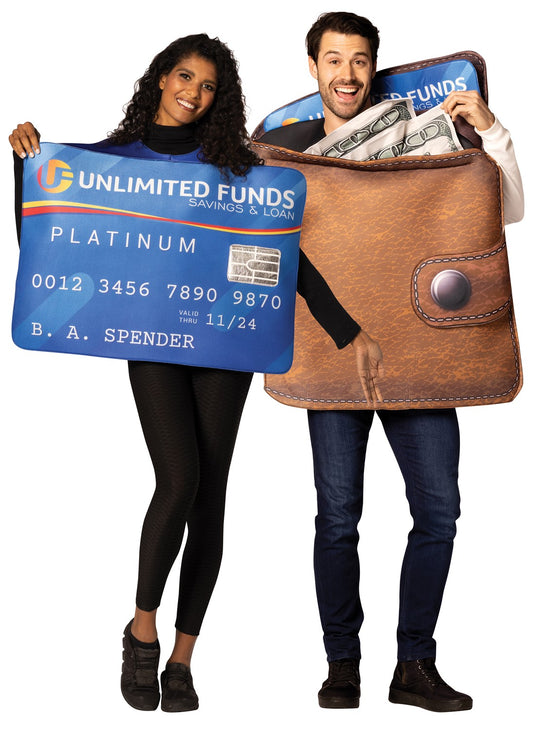 Men's Brown Wallet & Platinum Credit Card Halloween Couples Costume, Adult One S