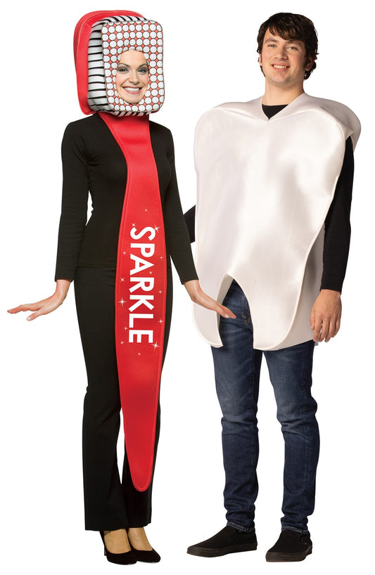 Tooth and Toothbrush Halloween Couples Costume, Adult One Size