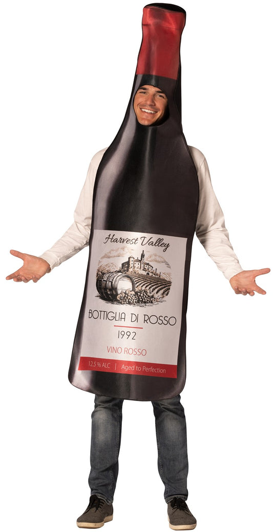 Get Real Bottle of Red Wine Halloween Costume, Adult One Size