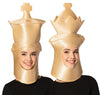 Ultimate Deluxe Beige King & Queen Chess Headpieces Couple Mask, Adult One Size