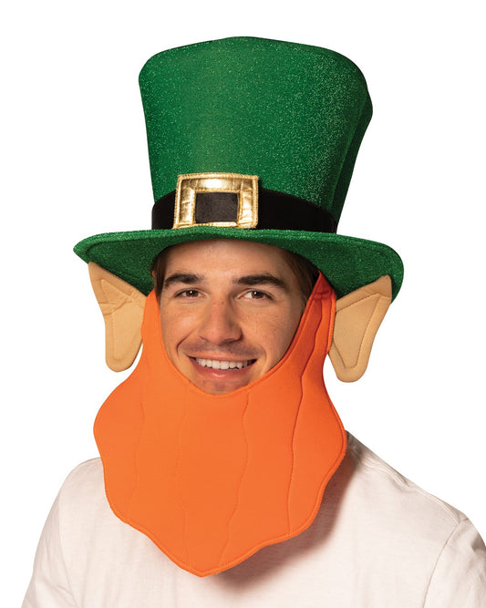 Leprechaun Hat with Orange Beard St. Patrick's Day, Adult One Size