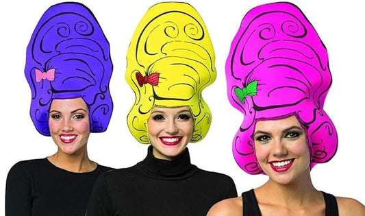 Pink, Purple & Yellow 3 Pack Beehive Cartoon Wigs, Adult One Size