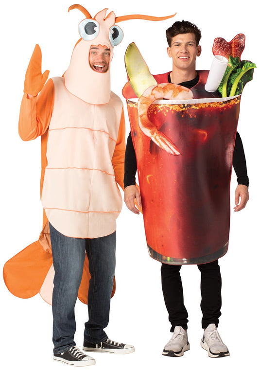 Spicy Tomato Juice Cocktail & Shrimp Couple Halloween Costume, Adult One Size