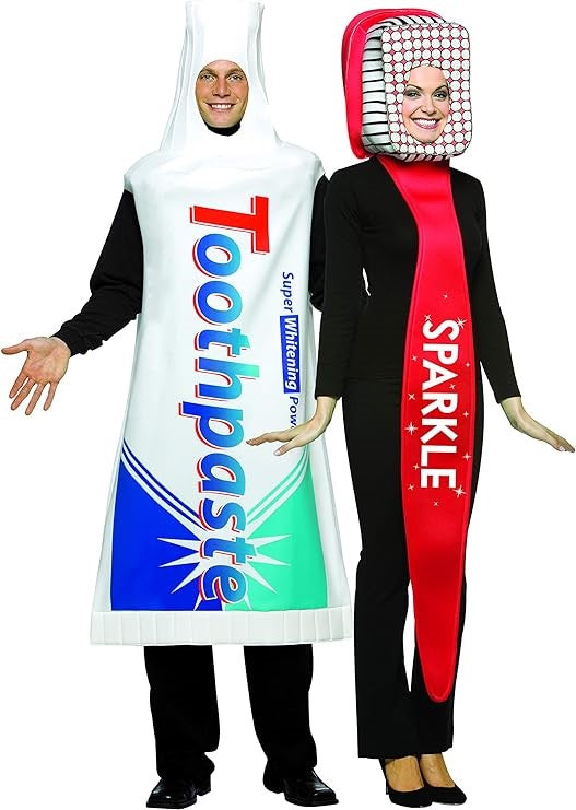 Toothbrush & Toothpaste Couples Halloween Costume, Adult One Size