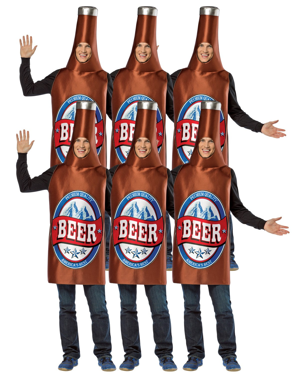 6 Pack Beer Bottle Group Halloween Costume, Adult One Size