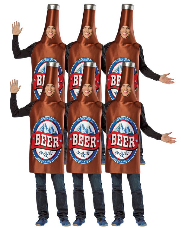6 Pack Beer Bottle Group Halloween Costume, Adult One Size