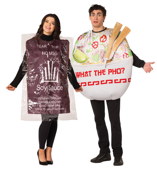 Soy Sauce Packet & Pho Noodle Bowl Couples Halloween Costume, Adult One Size