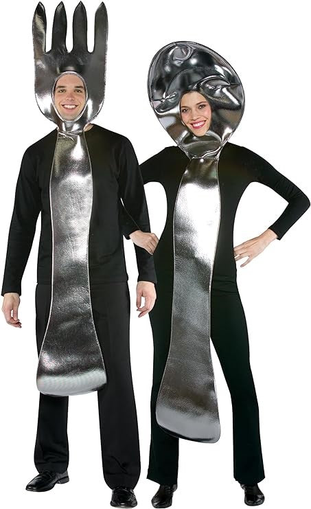 Silver Fork & Spoon Couples Costume, Adult One Size