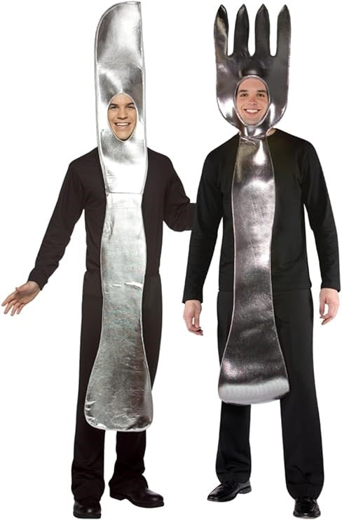 Silver Knife & Fork Couples Costume, Adult One Size