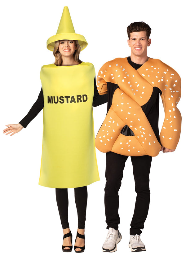 Yellow Mustard & Bendable Pretzel Couple Costume, Adult One Size