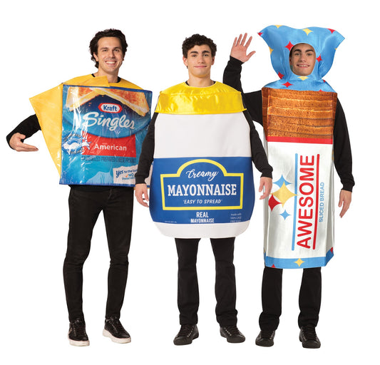 Mayonnaise Jar, Loaf of Bread, & Kraft Cheese Singles Group Costume, Adult O/S