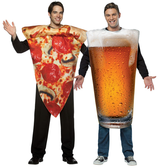 Pizza Slice & Beer Pint Couples Costume, Adult One Size
