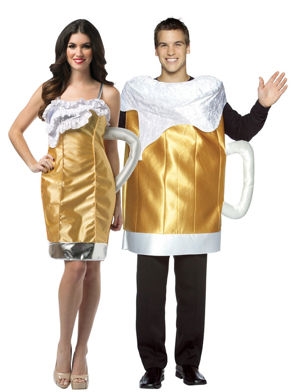 Beer Mug Dress and Beer Mug Couples Halloween Costume, Adult One Size & 4-10