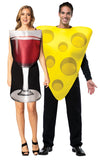 Glass of Red Wine & Cheese Couples Costume, Adult One Size