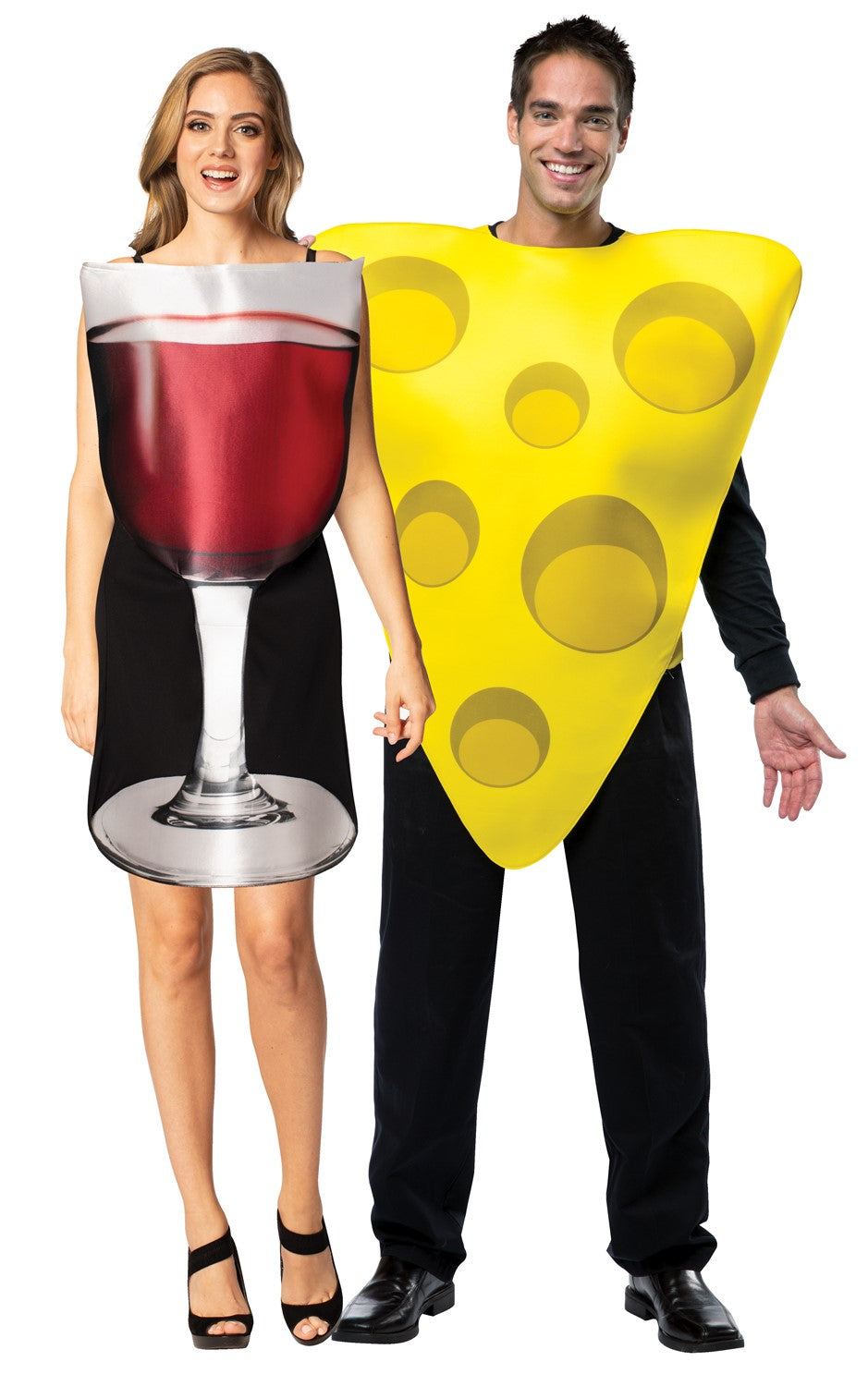 Glass of Red Wine & Cheese Couples Costume, Adult One Size