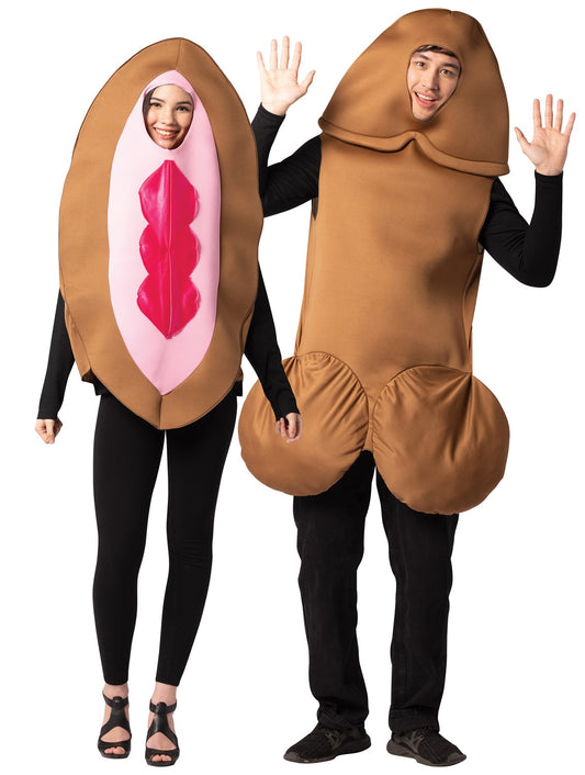 Brown Penis and Vagina Couple Halloween Costume, Adult One Size