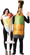 Champagne Bottle & Champagne Flute Glass Couple Halloween Costume, One Size