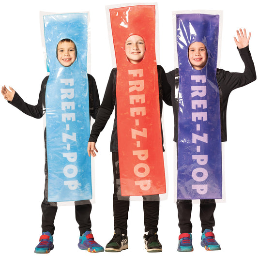 3 Pack Kids FREE-Z Red, Blue & Purple Ice Pop Group Halloween Costume, Child Size