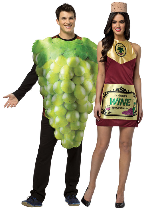 Green Grapes & Wine Dress Couples Costume Set, Women's Size 2-6 & One Size