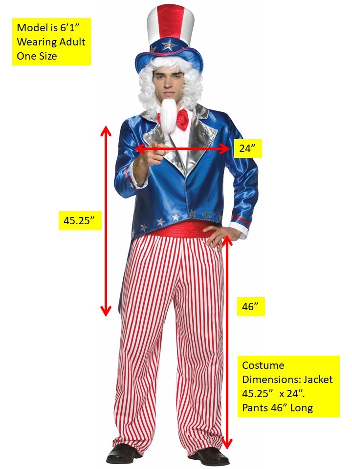 Uncle Sam Patriotic Costume, Adult One Size