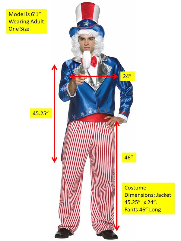 Uncle Sam Patriotic Costume, Adult One Size