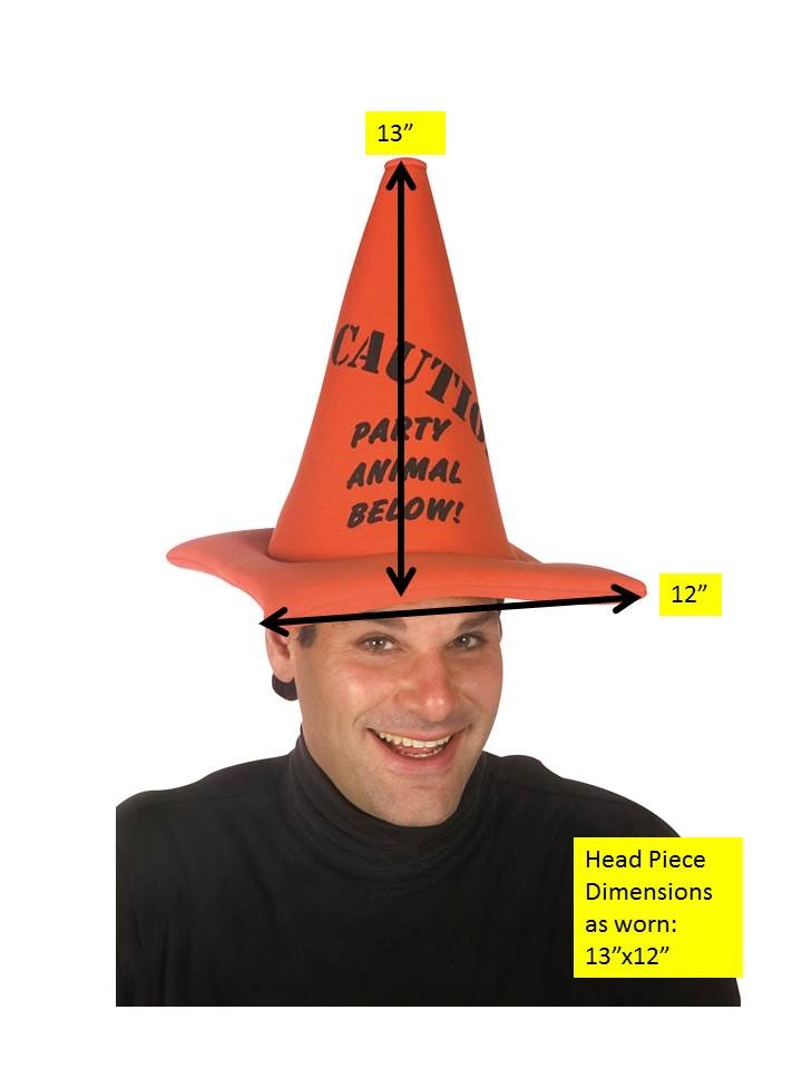 Party Animal Below Orange Caution Cone Hat, Adult One Size