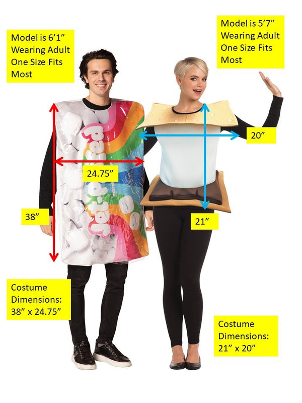 Jet-Puffed Marshmallows & S'Mores Couples Costume, Adult One Size