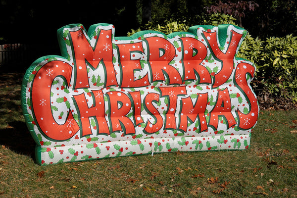 Merry Christmas Inflatable Yard Decor, Lights Up Outdoor/Indoor Use, 9 feet wide